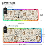 Coffee Wireless Charging Mouse Pad for Mobile Phone Extra Large Gaming Mousepad with 13 Lighting Modes Extended Mat for Gaming MacBook PC Laptop Home Office